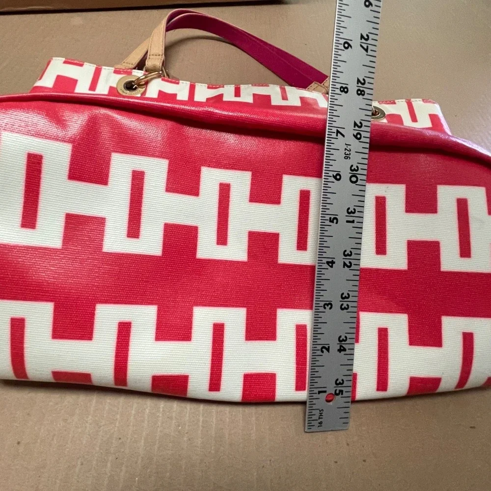 Tommy Hilfiger H Monogram Hot‎ Pink & White Commuter Bag Purse Tote NWOT